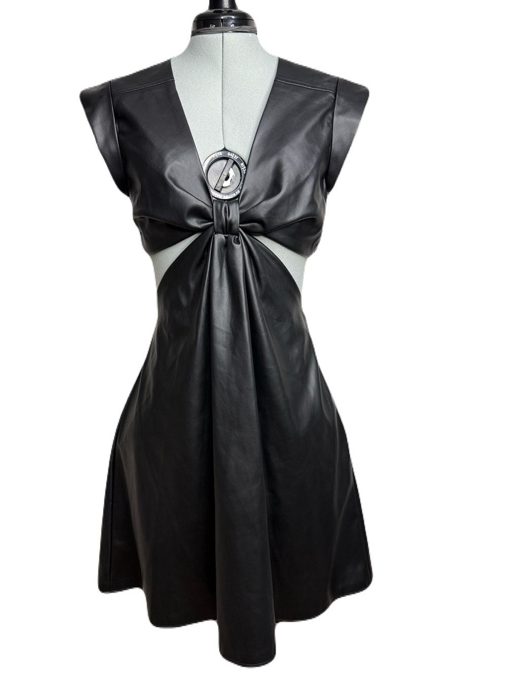 NWT Jason Wu Faux Leather Knot Cutout Mini Dress Black M